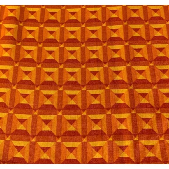 Retro Geometric Cotton Fabric Fat Quarter 18" x 22" Orange Yellow Craft Sewing M - Picture 1 of 7
